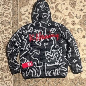 BRAND NEW Rare Members Only x Keith Haring Reversible Puffer Jacket